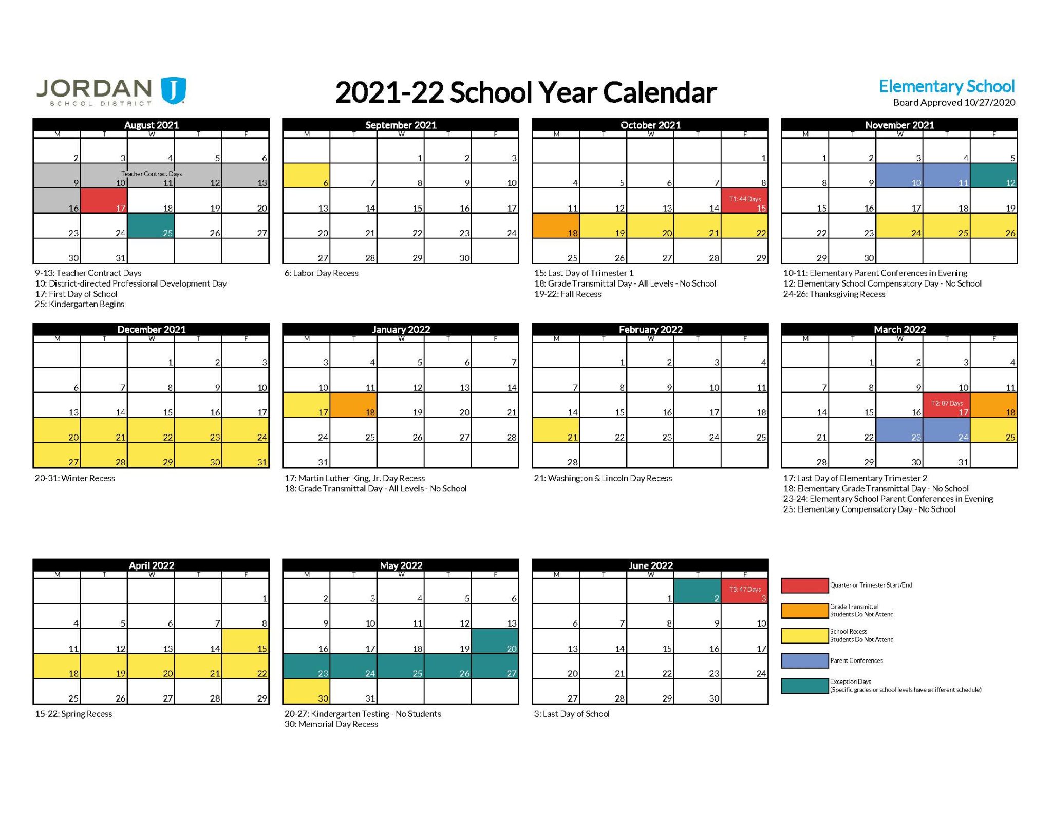 2021-2022 School Calendar – Rocky Peak Virtual Elementary