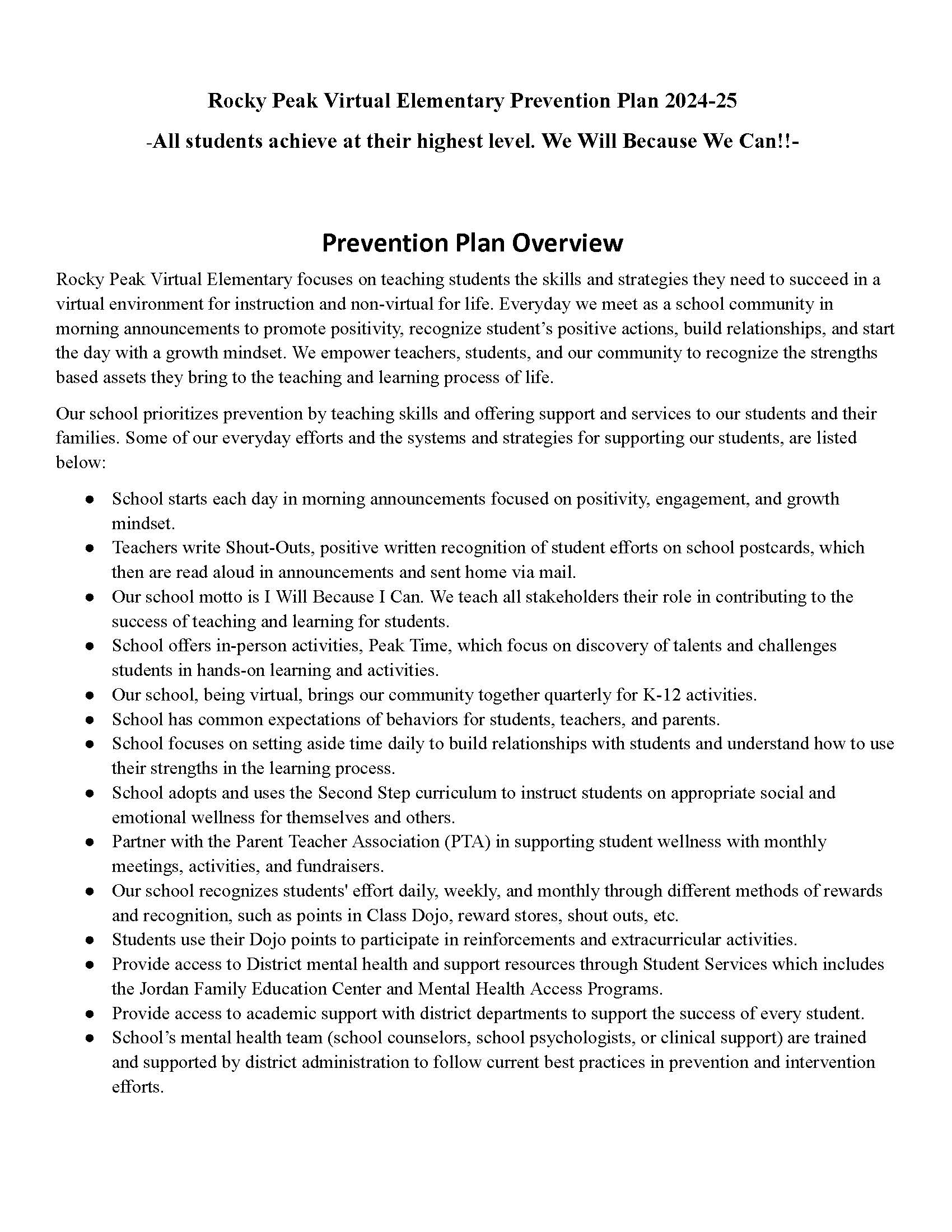 Rpv prevention plan rocky peak virtual elementary